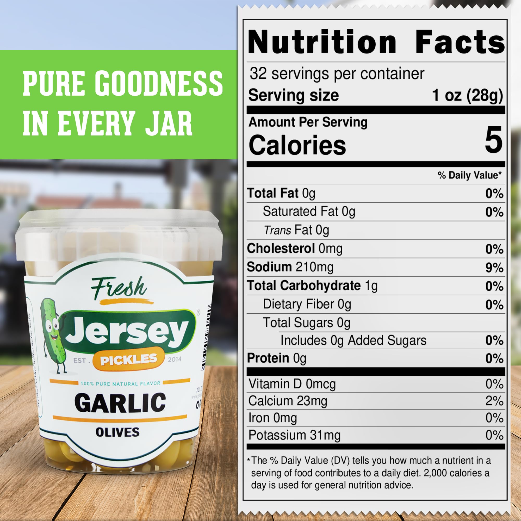 Jersey Pickles - Garlic Stuffed Olive (Quart) - Olives Stuffed - Hand-Stuffed Gourmet Olives with Premium Fillings for Snacks, Charcuterie & Cocktails