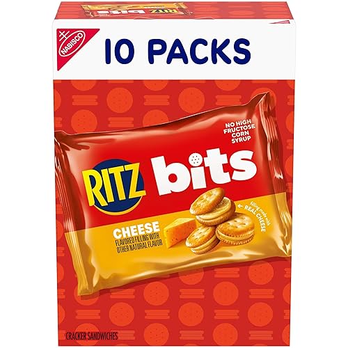 RITZ Bits Cheese Sandwich Crackers, Lunch Snacks for Kids and Adults, 10 Snack Packs