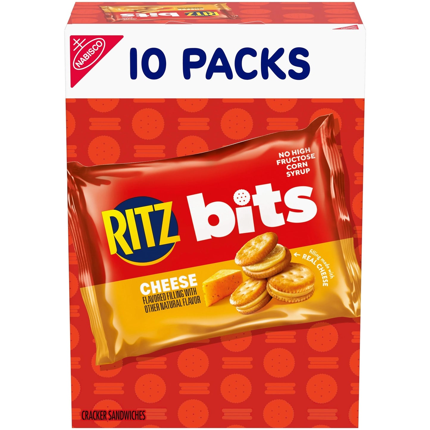 RITZ Bits Cheese Sandwich Crackers, Lunch Snacks for Kids and Adults, 10 Snack Packs