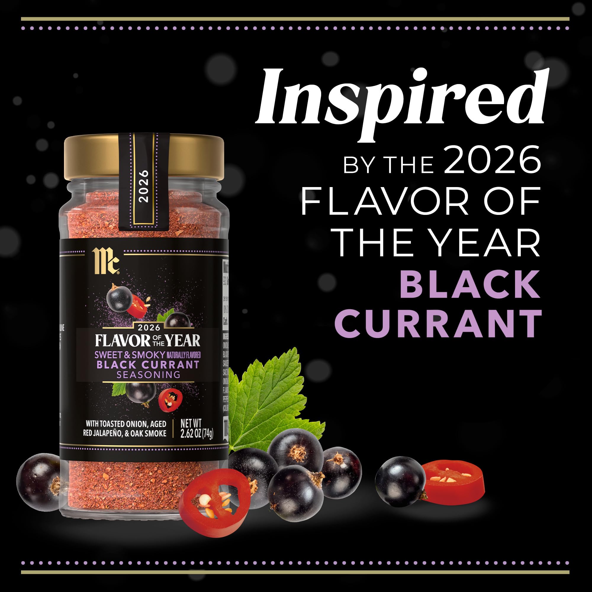 McCormick Seasoning, Black Currant, Sweet & Smoky, 2026 Flavor of the Year, Sweet, Savory & Balanced Black Currant Rub, 2.62 oz