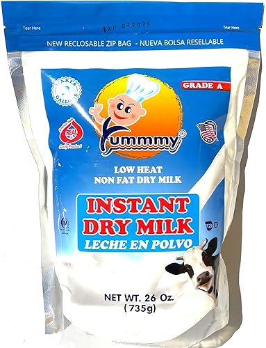 Yummmy Instant Nonfat 26 oz Powdered Dry Milk - Leche en Polvo, 26 oz, Grade A, Kosher Halal Certified, Product of USA