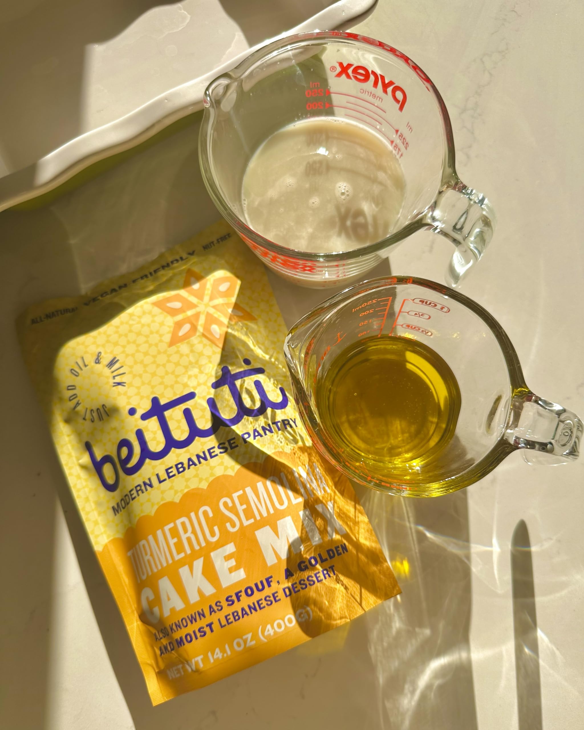 Beituti Turmeric Cake Mix with Semolina, Lebanese Sfouf Dessert, Vegan & Dairy Free, Just Add Oil & Milk, 14.1 oz 1-Pack