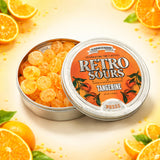 Retro Sours Tangerine Drops (3 Pack) - Nostalgic Hard Citrus Treats in Reusable Tins - Tangy Tangerine Flavor Pieces - Retro Style Pocket Tins