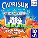 Capri Sun 100% Juice Fruit & Veg Juice Blend from Concentrate, 10 Pouches, for School Lunches and On-the-Go Hydration, Peach Mango Punch, All Natural