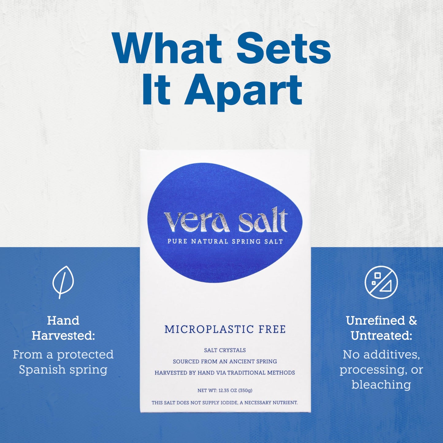 Vera Salt Coarse Spring Salt - 350g Grinder Refill Pack - Hand-Harvested Spanish Crystals with Natural Minerals - Plastic-Free Packaging