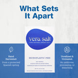 Vera Salt Coarse Spring Salt - 350g Grinder Refill Pack - Hand-Harvested Spanish Crystals with Natural Minerals - Plastic-Free Packaging