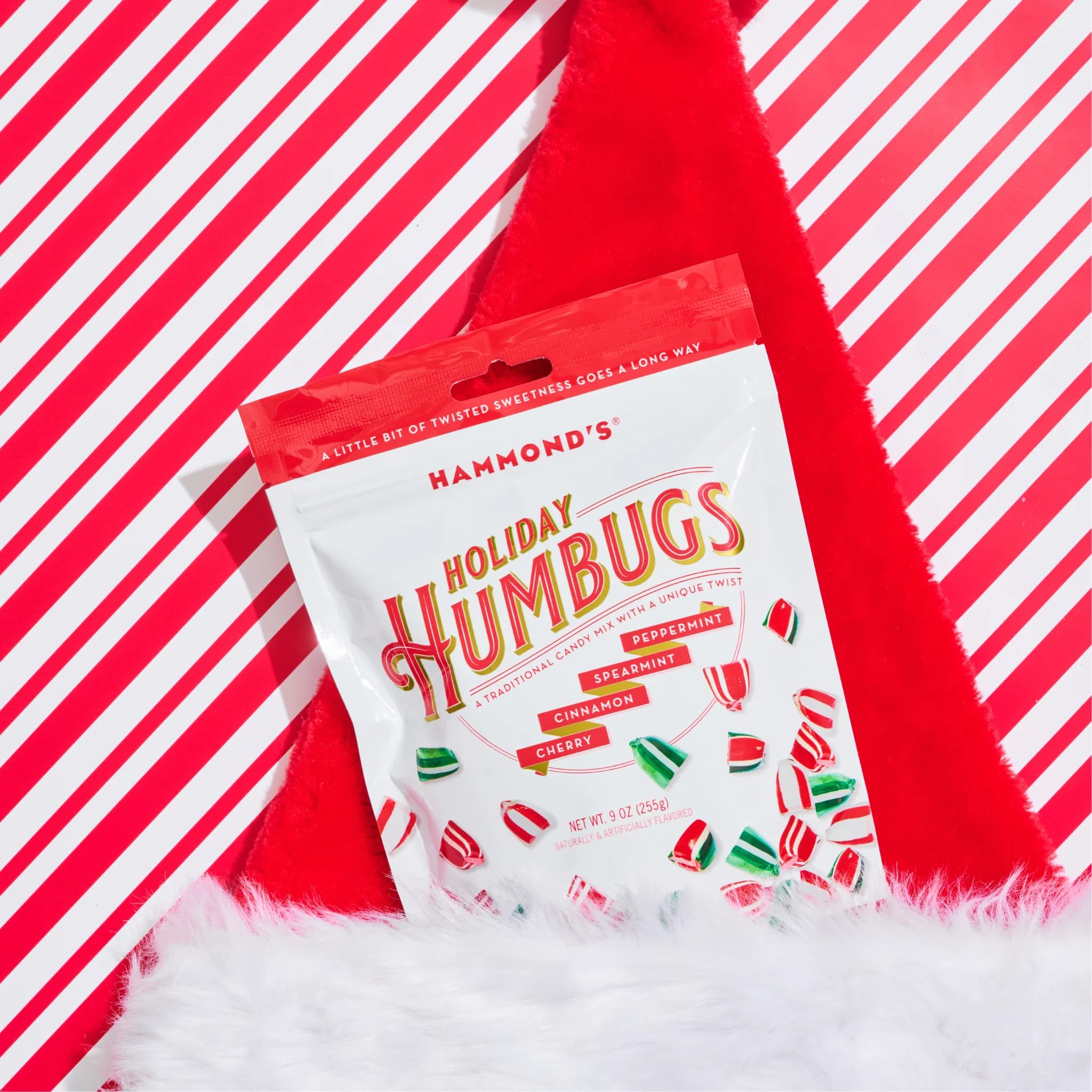 Hammond's Holiday Humbugs Candy Mix (Peppermint, Spearmint, Cinnamon & Cherry), 9 oz