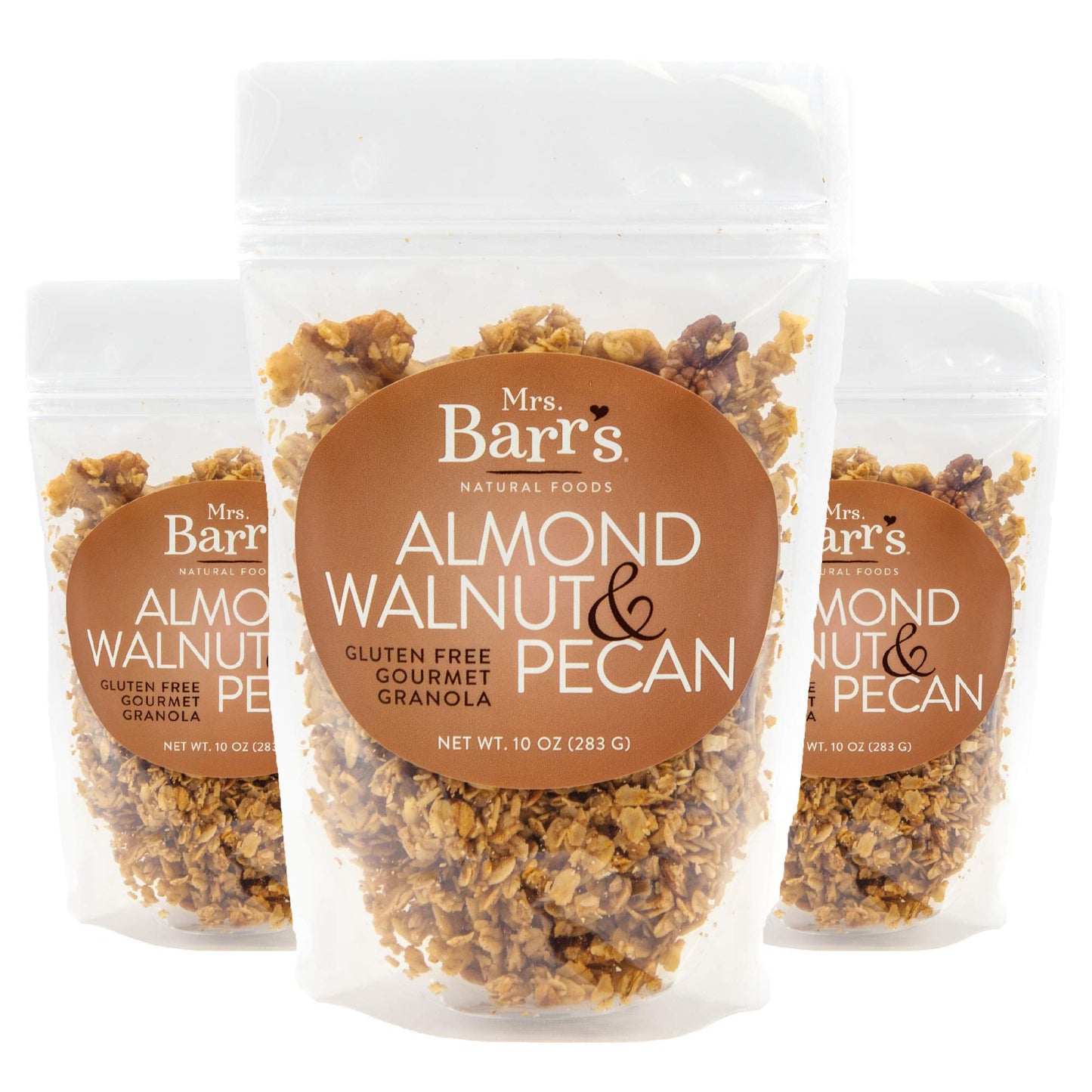 Mrs. Barr’s Natural Foods Granola | Almond, Walnut & Pecan | Certified Organic Gluten Free Oats | Soft Texture | Small Batch | Gourmet Quality | Real