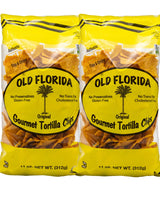 Old Florida Gourmet Original Tortilla Chips, 11 OZ - Pack of TWO (2) - Original Thin & Crispy Non-GMO Recipe