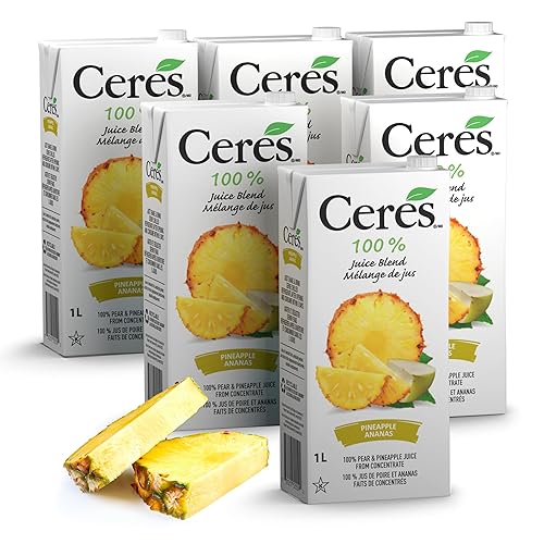 Ceres Pineapple Juice Blend, 6-Pack - 100% Natural, Rich in Vitamin C, No Added Sugar, Artificial Colors, or Flavors, Kosher Certified, 33.8 Oz Ea (1