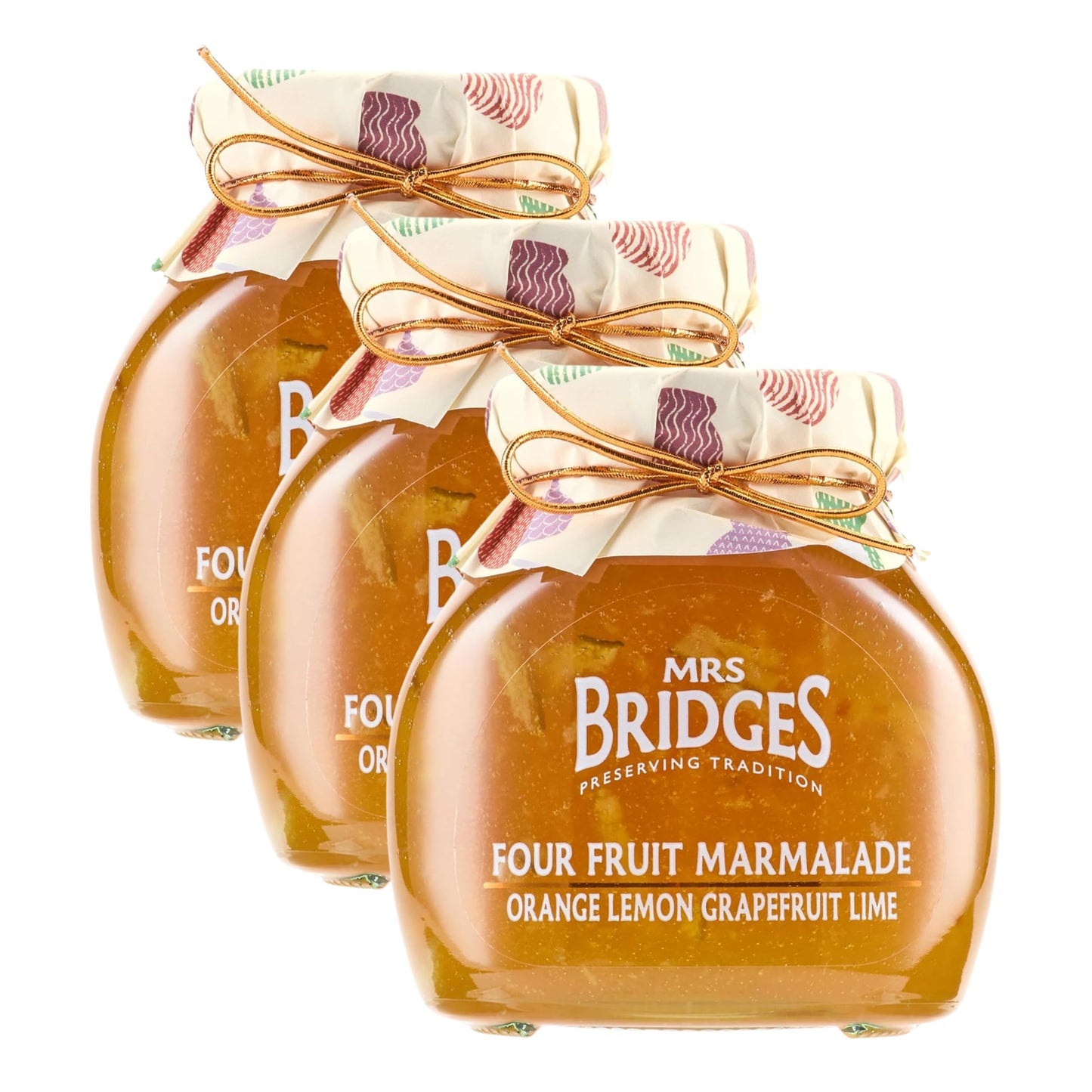Mrs Bridges Four Fruit Marmalade, Made in Scotland, 12oz Jar (Pack of 3)