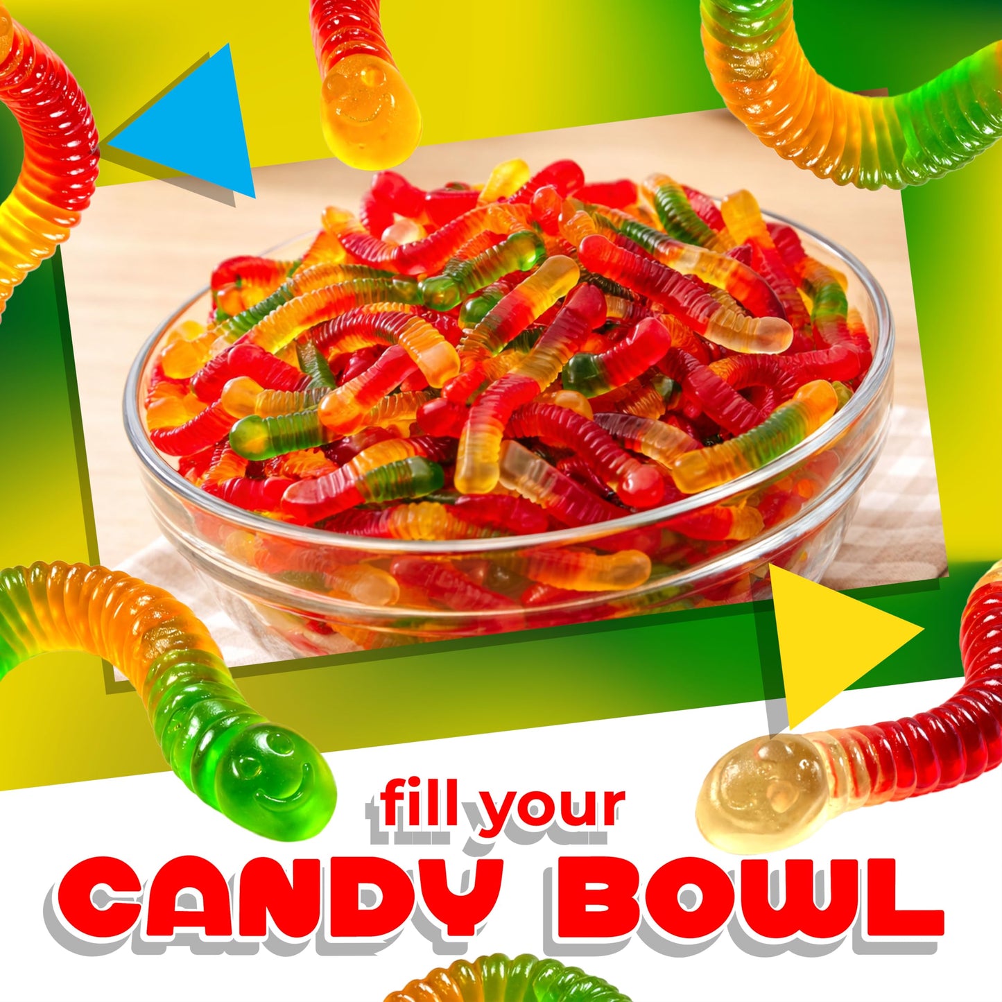Gummy Worms Candy | 1 Pound Bag | Assorted Fruit Flavored | Fun Gummies with Chewy Texture | Gummi Worms for Parties, Snacking & Buffets | Strawberry