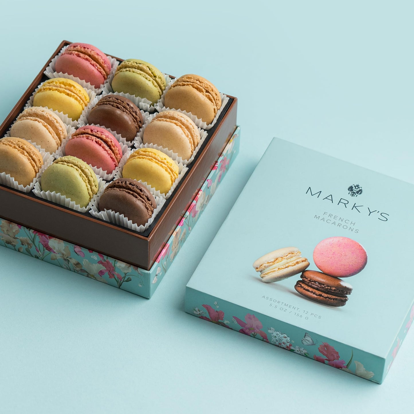 MARKY’S French Almond Macarons Gift Box - 12 Assorted Gourmet Macarons - Variety of Imported Flavors - Authentic French Cookies - Gift Basket