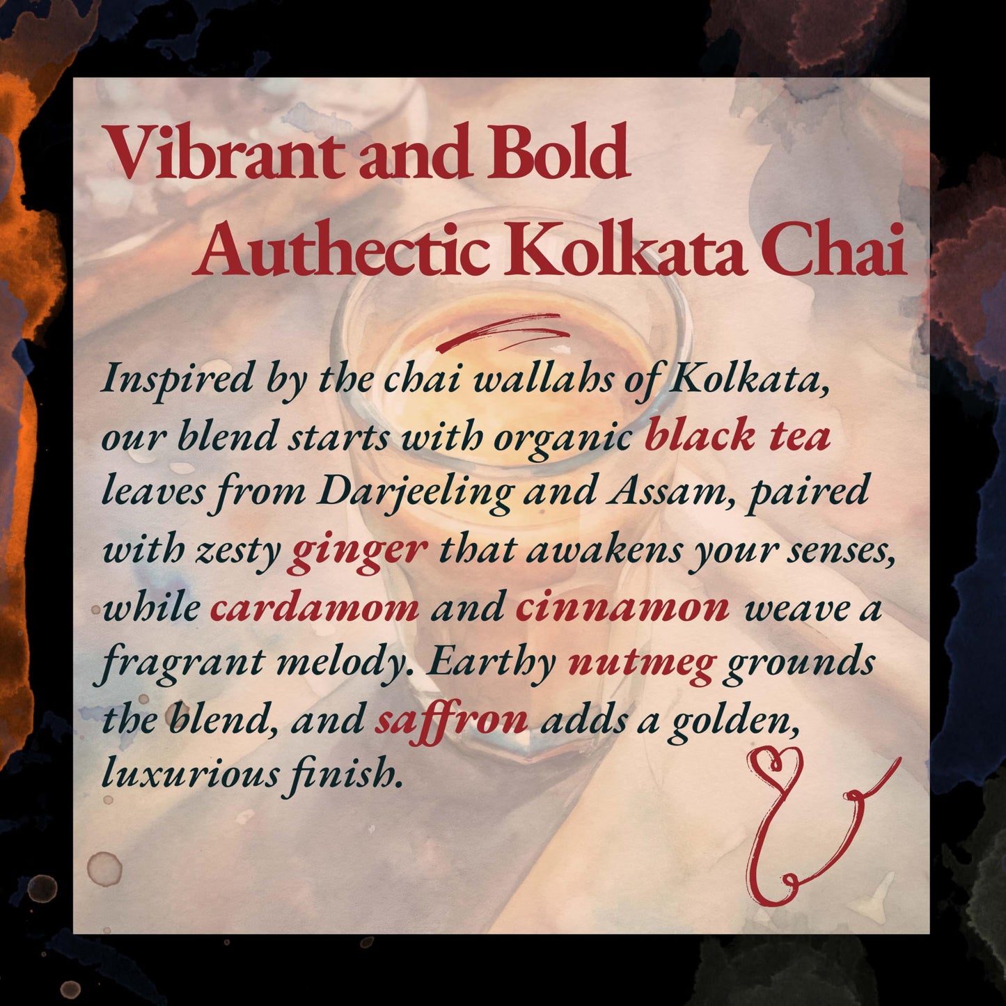 Sattva Tea Co | Kolkata Street Chai | 200g/7oz Loose Leaf (Makes 40+ Cups) | Rich Chai tea with Aromatic Spices: Ginger, Cardamom, Cinnamon, Nutmeg
