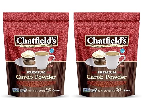 Chatfield’s All Natural Carob Powder 16-oz Pouch, Sweet and Delicious, Premium Quality, Caffeine-Free, Gluten-Free, Vegan, Kosher, Non-GMO Verified - (2 Pack)
