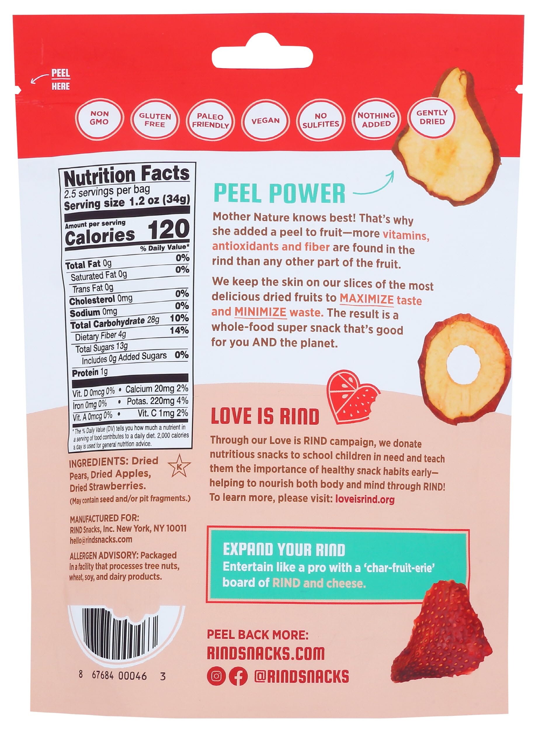 Rind, Straw Peary Blend Fruit Snack, 3 Ounce