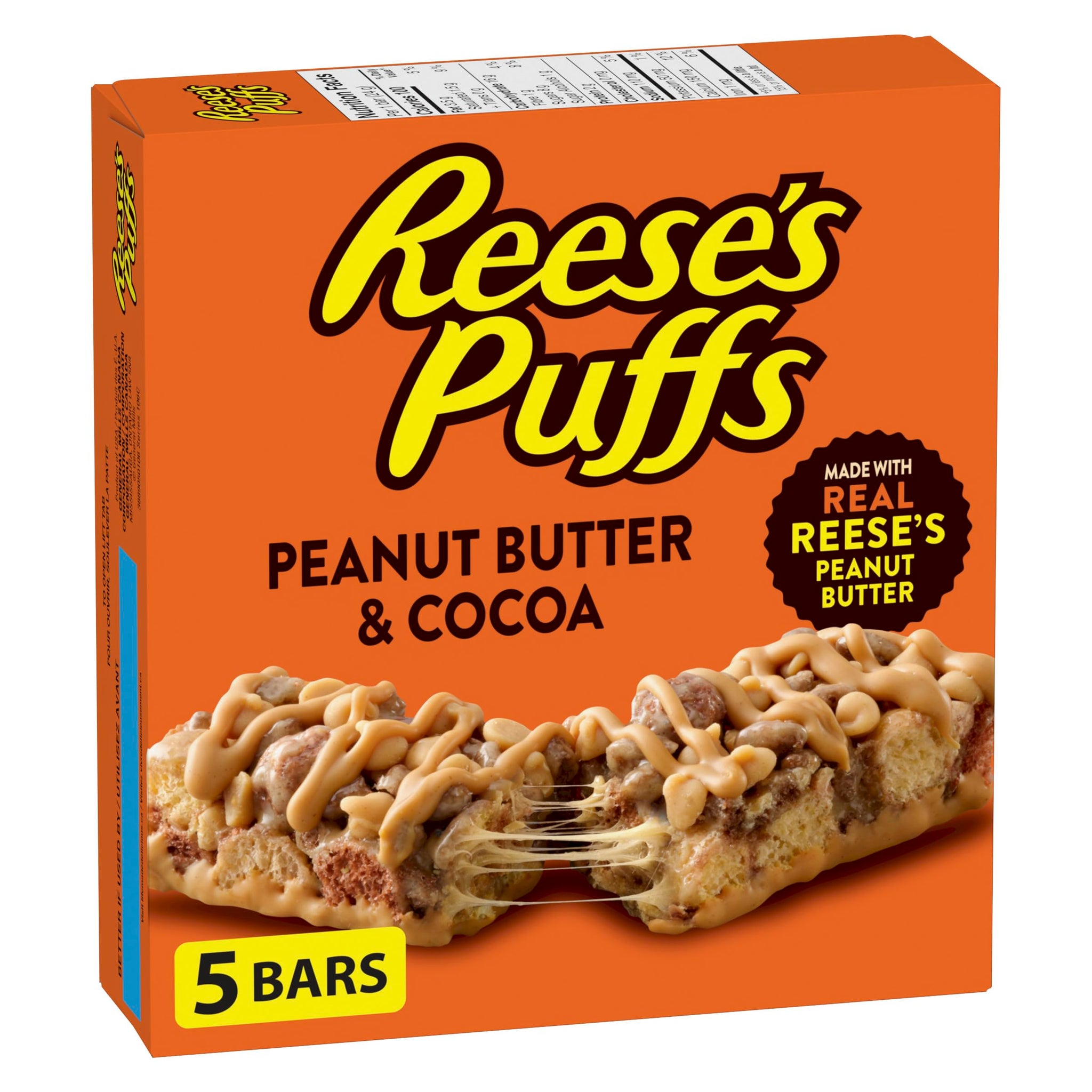 Reese Puffs Treats Peanut Butter & Cocoa Cereal Bars 120g/ 4.2oz Box Imported from Canada