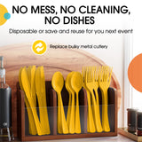 Exquisite Yellow Plastic Forks 50 Pieces Yellow Forks Disposable Utensils Heavy Duty Plastic Cutlery Set Disposable Cutlery Sets Flatware Sets