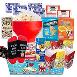 POPCORN LOVER Movie night Gift Basket care package - for family or Birthday gift snack variety or Popcorn seasoning, w/Hot Air Popcorn maker & Funny