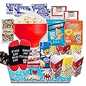 POPCORN LOVER Movie night Gift Basket care package - for family or Birthday gift snack variety or Popcorn seasoning, w/Hot Air Popcorn maker & Funny