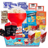 POPCORN LOVER Movie night Gift Basket care package - for family or Birthday gift snack variety or Popcorn seasoning, w/Hot Air Popcorn maker & Funny