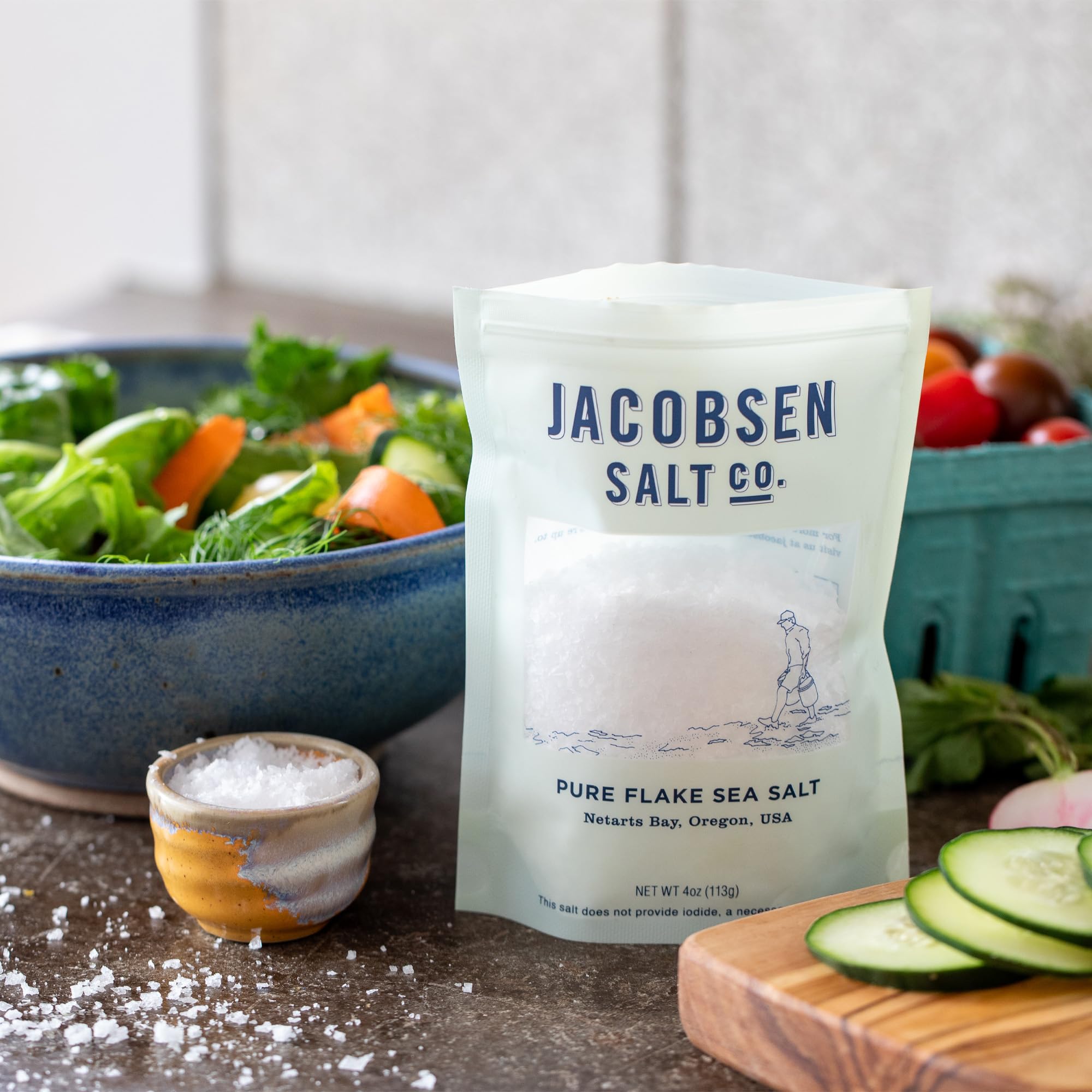 Jacobsen Salt Co. Variety Pack - Coarse, Non-Iodized Made in USA, Non-GMO, Steak Seasoning, Gourmet, Real Salt Flakes - Pure Kosher, Flake & Black