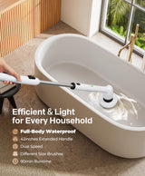 LyriFine Electric Spin Scrubber, New Full-Body IPX7 Waterproof Bathroom Cleaner Brush, Shower Scrubber with Long Handle & 2 Speed, Heads Replacement