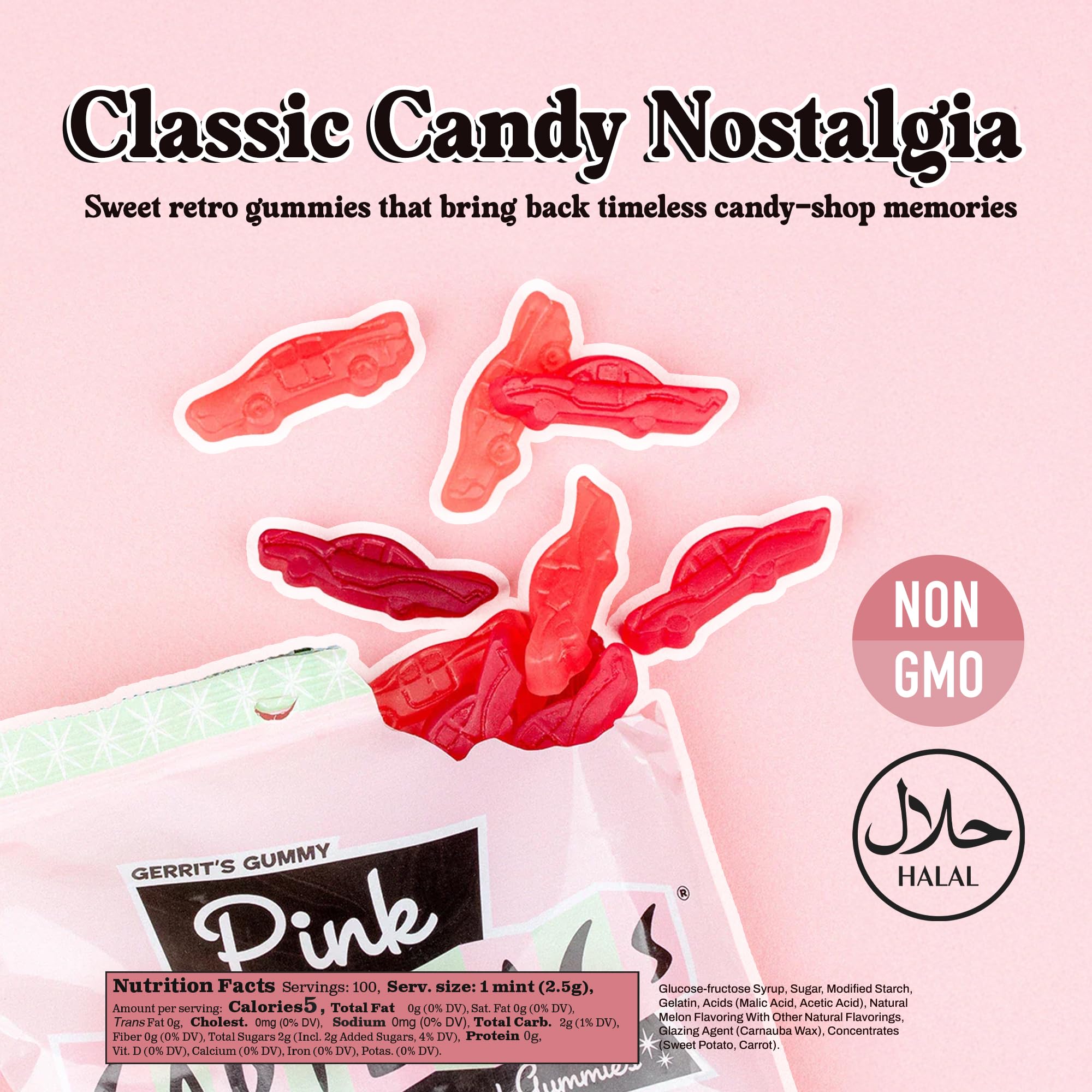 Pink Cadillacs Natural Gummy Candy(5.2 Ounce Bag) - Pack of 3 Bags