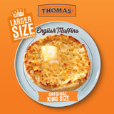 Thomas' Original King Size English Muffins, 4 count, (3.0 oz each), Plain English Muffins, 12 oz Tray