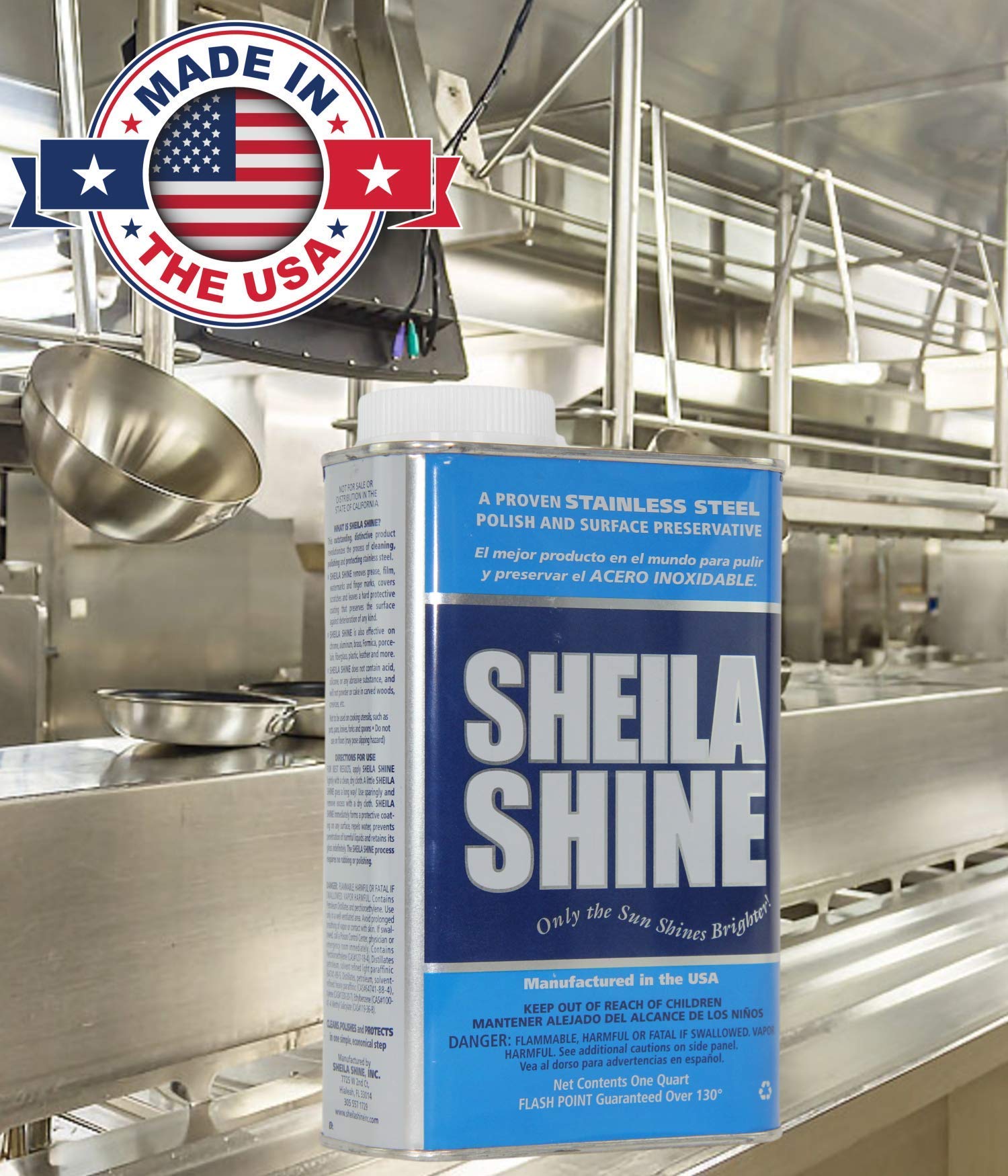 Sheila Shine 1 Quart Stainless Steel Cleaner and Polish w/Microfiber Cloth - Cleans, Polishes & Protects Kitchen Appliances, Refrigerators, Sinks