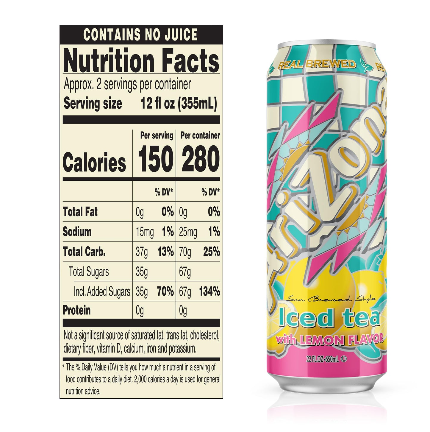 AriZona Lemon Tea - Big Can, 22 Fl Oz (Pack of 24)