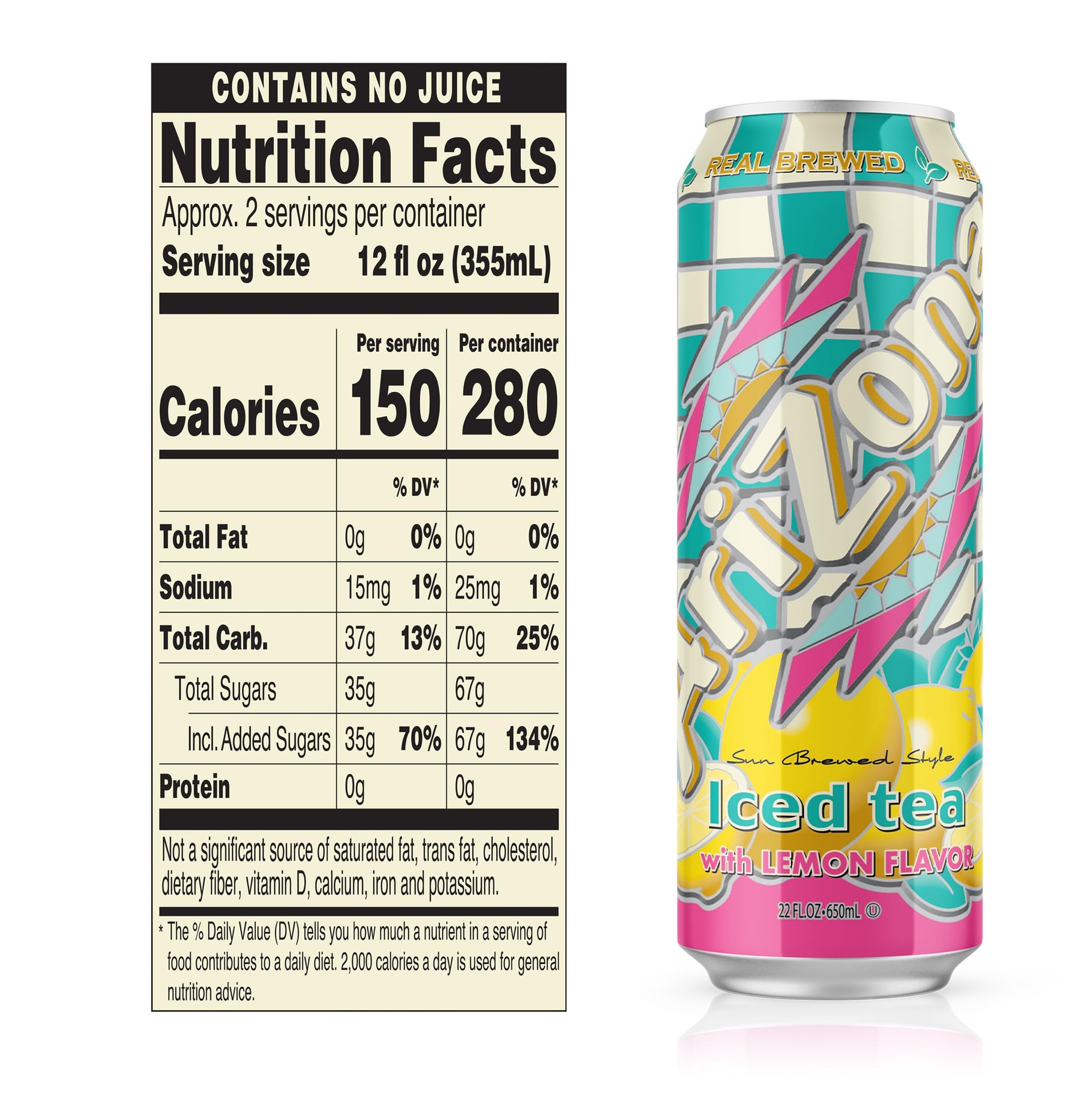 AriZona Lemon Tea - Big Can, 22 Fl Oz (Pack of 24)