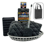 Jetz-Scrubz 9-Piece Kitchen Gift Set - Scratch-Free Kitchen Scrubber Sponges and Dish Mop, Housewarming Gift, Black, Made in USA