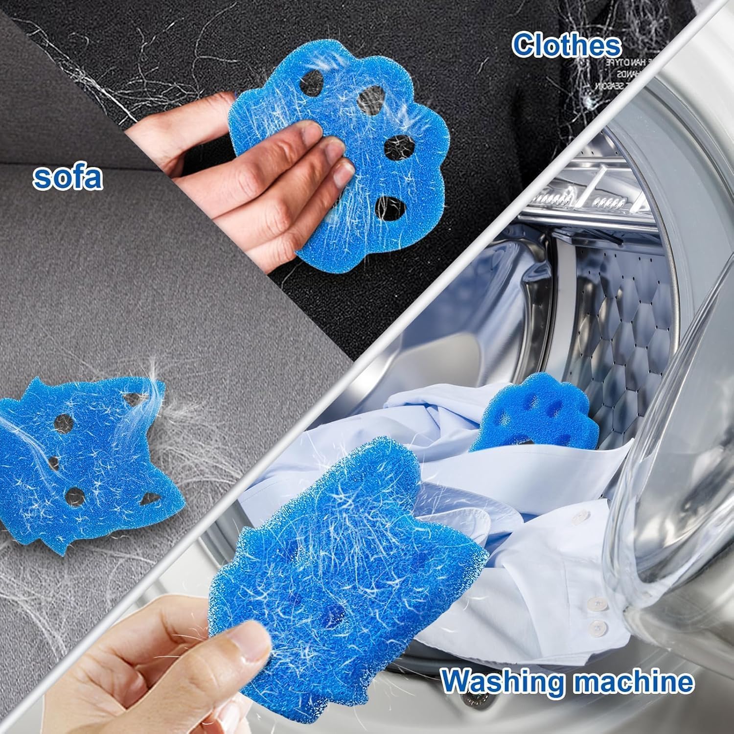 Reusable Pet Hair Remover for Laundry, Effective Cat & Dog Hair Catcher for Washer & Dryer, Lint and Fur Remover for Clothes, Bedding, Safe