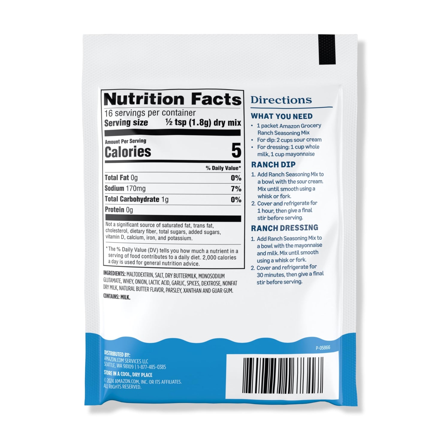 Amazon Grocery, Ranch Dip & Salad Dressing Seasoning Mix, 1 Oz (Previously Happy Belly, Packaging May Vary)