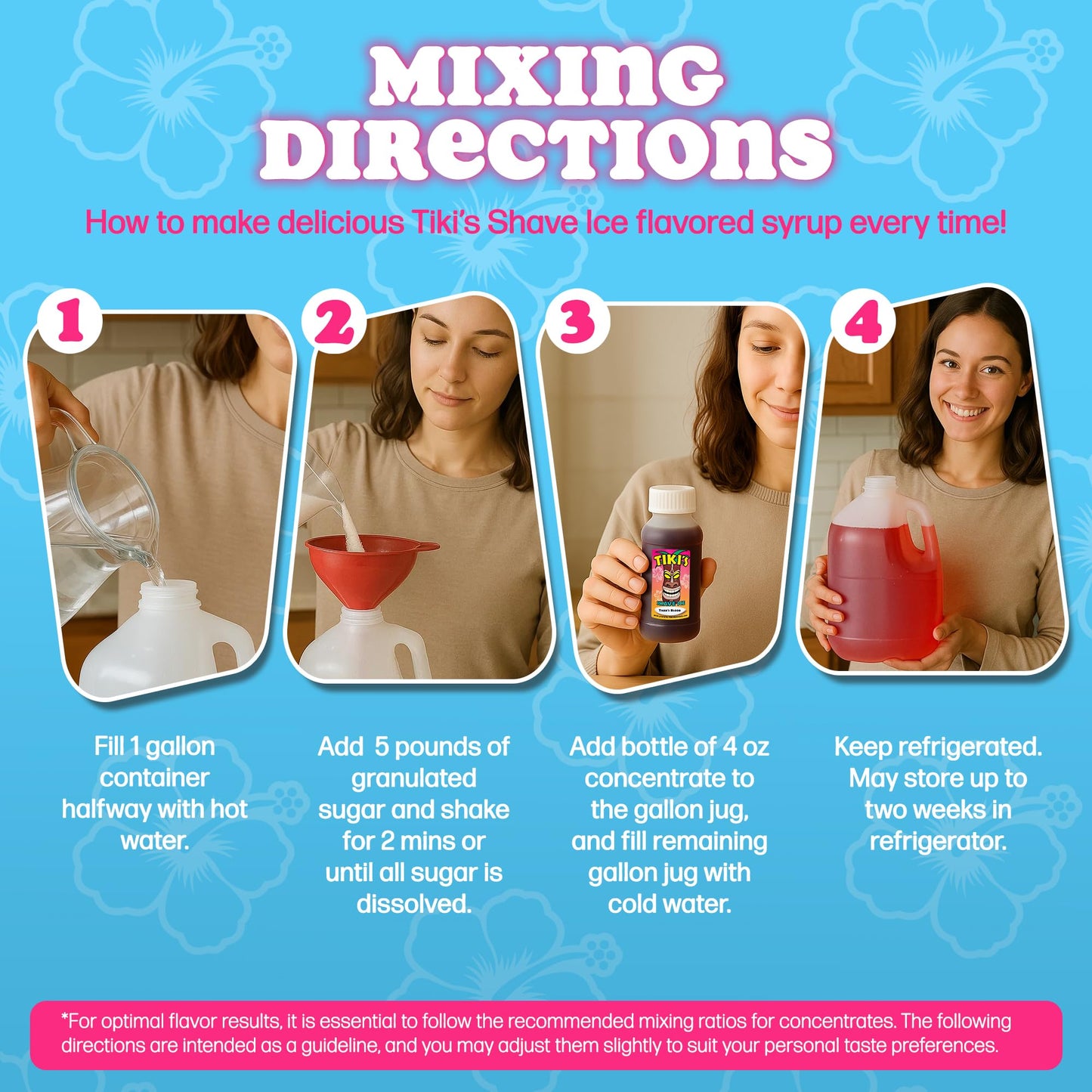 Tiki's Shave Ice Syrup Concentrate for Snow Cones & Shaved Ice - Natural Syrup for Beverages & Desserts - Ideal for Snow Cone, Slushie Machines
