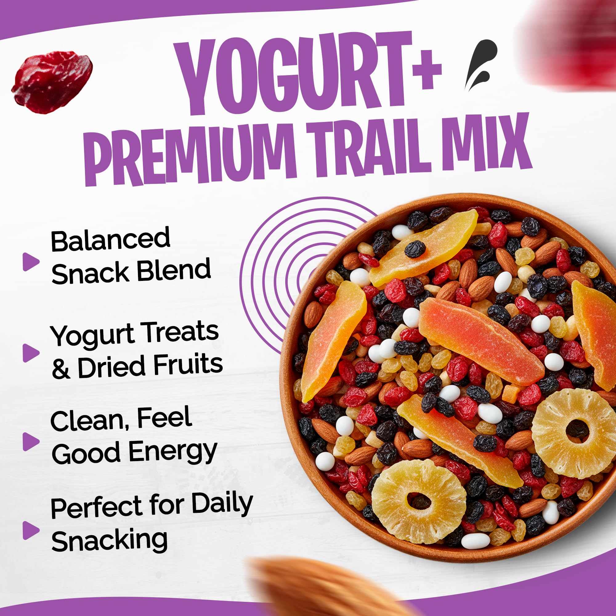 Tidbit Healthy Trail Mix Nuts Mix with Yogurt Cranberries, Yogurt Raisins, Dried Papaya, Pineapple, Banana Chips, Black Raisins & Almond - Tropical