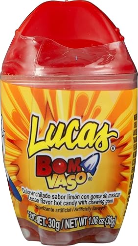 Lucas Bom Vaso, Hot Candy with Chewing Gum, Lemon, 1.06 Ounce