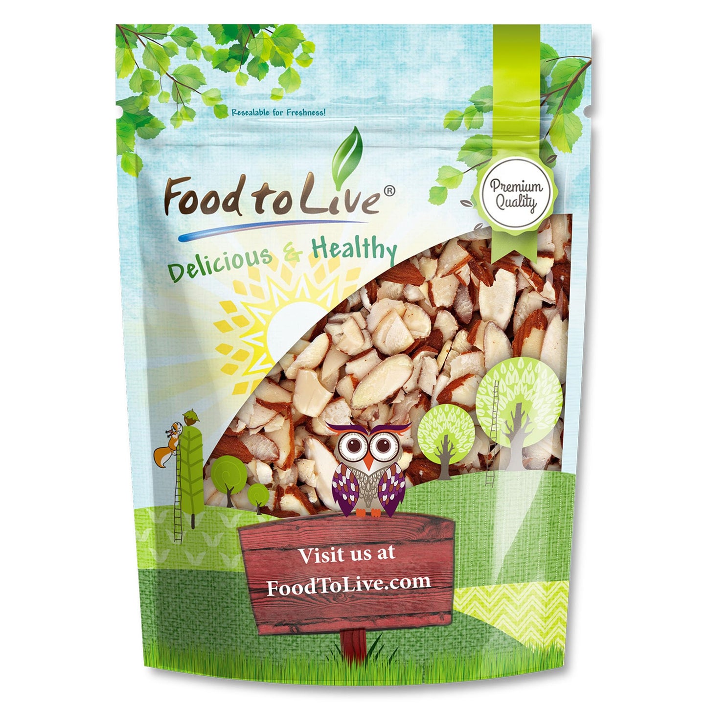 Dry Roasted Natural Sliced Almonds - 1.5 Pounds Unblanched Nuts, Oven Toasted, Unsalted, No Oil Added, Perfect for Cooking, Baking and Snacking