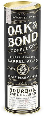 Oak & Bond Coffee Co. Bourbon Barrel Aged Coffee, Brazil Single Origin Whole Bean, Medium Roast - Chocolate, Caramel, Mandarin Orange, Sweet Bourbon