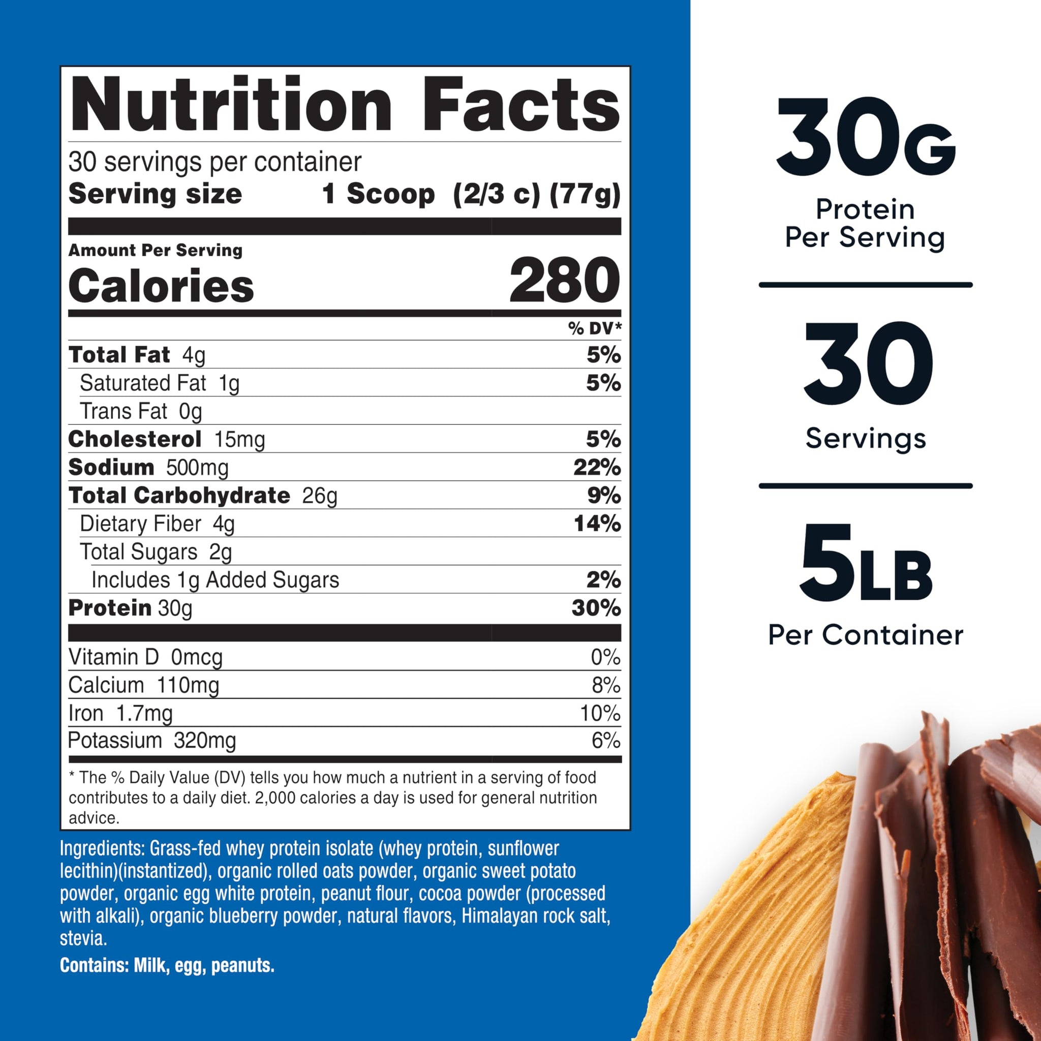 Nutricost Meal Replacement Shake Powder (Chocolate Peanut Butter) 5 LBS - 30g of Protein with Fiber, GMO-Free, Gluten-Free, 30 Servings