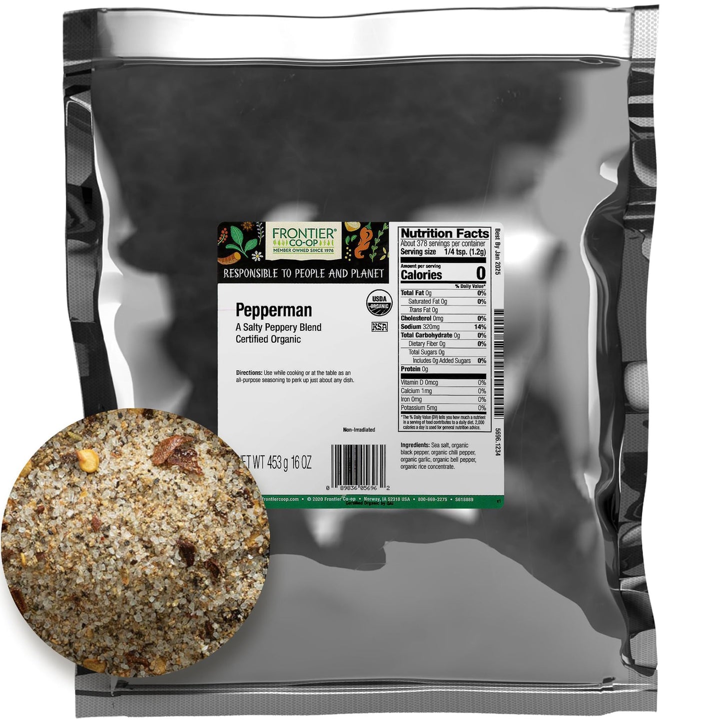 Frontier Co-op Organic Pepperman (Salt-Pepper Blend) 1lb