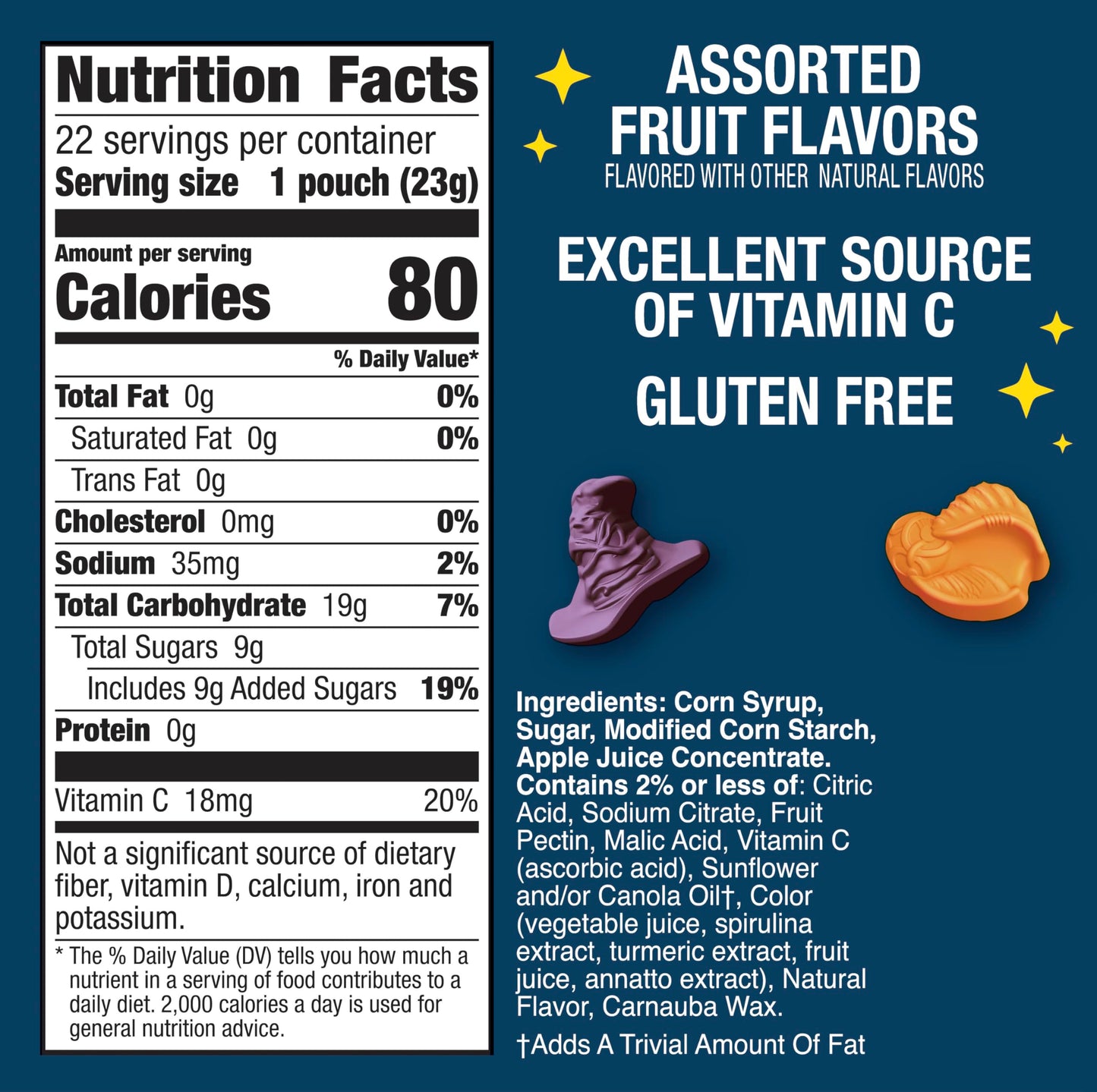 Harry Potter Fruit Flavored Snacks, Fat Free and Gluten Free Snacks, 17.6 oz (22 Pouches)