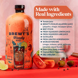 Brewt’s Spicy Bloody Mary Mix - Handcrafted Cocktail & Mocktail Mixer with Real Ingredients, Citrus, Horseradish - Low Sodium, Zero Preservatives - 32