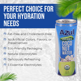 Azul Coconut Water Can, Natural Hydrating Electrolyte, 100% Organic, No Sugar Added Coconut Drink without Pieces, Gluten Free, No Artificial