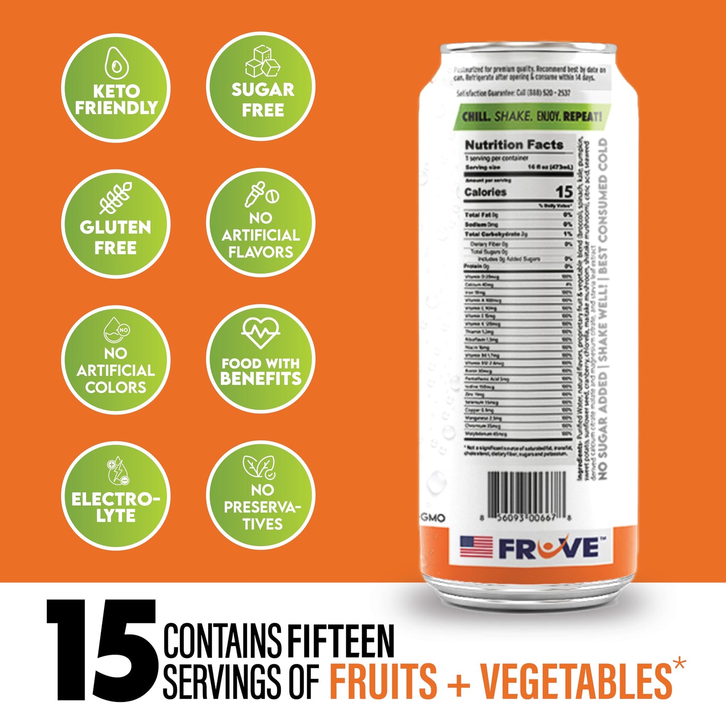 FrUve Super Water | Cantaloupe Cucumber Flavor | 12 16oz Cans | Healthy Drink | Zero Sugar | Low Calorie Drink | Powerful Antioxidants | Boosts Immune