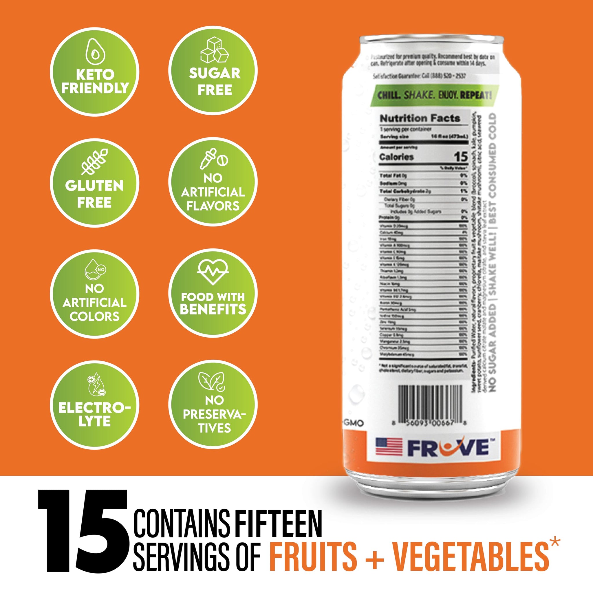 FrUve Super Water | Cantaloupe Cucumber Flavor | 12 16oz Cans | Healthy Drink | Zero Sugar | Low Calorie Drink | Powerful Antioxidants | Boosts Immune