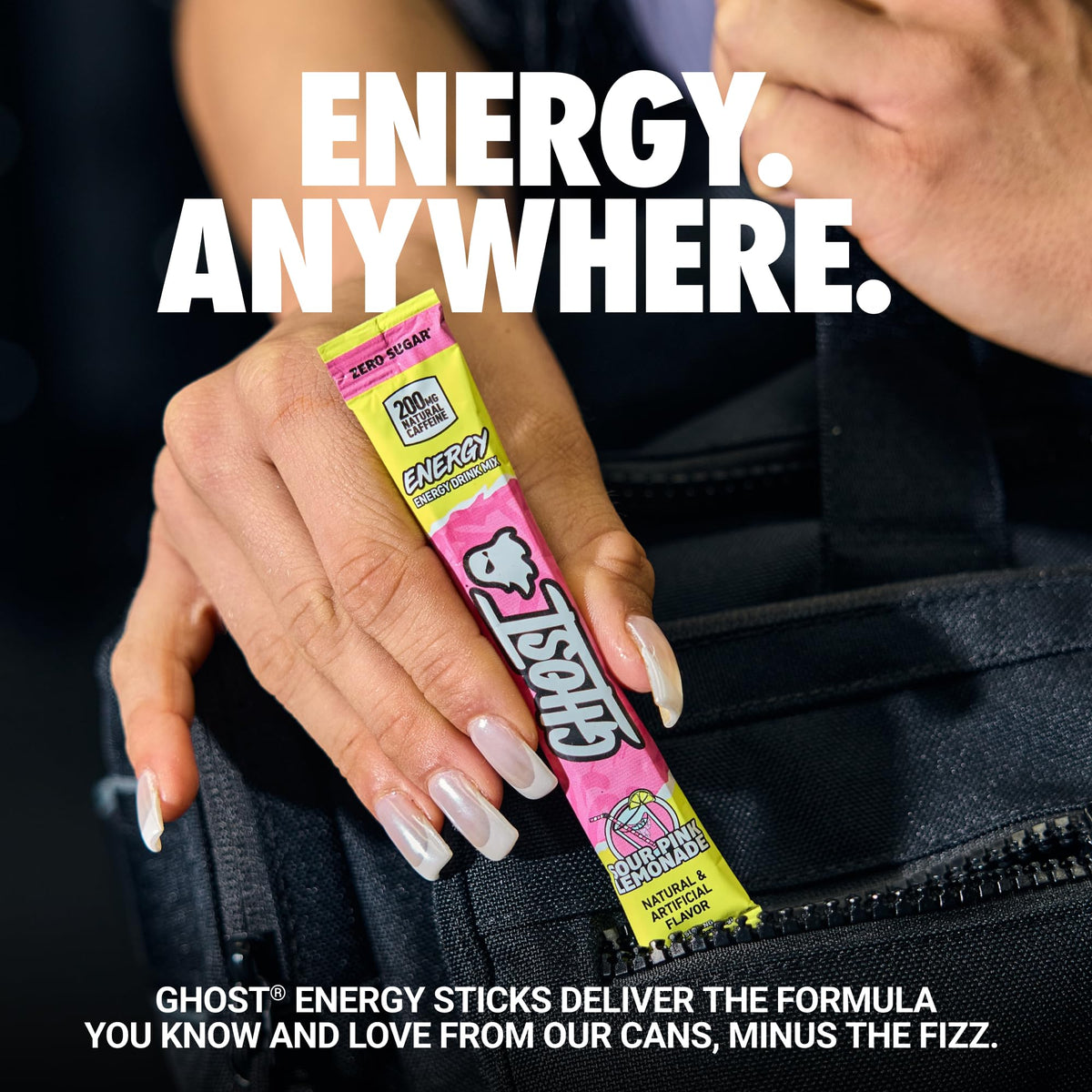 GHOST Sugar-Free Energy Drink Packets, Pink Lemonade, 24 Sticks