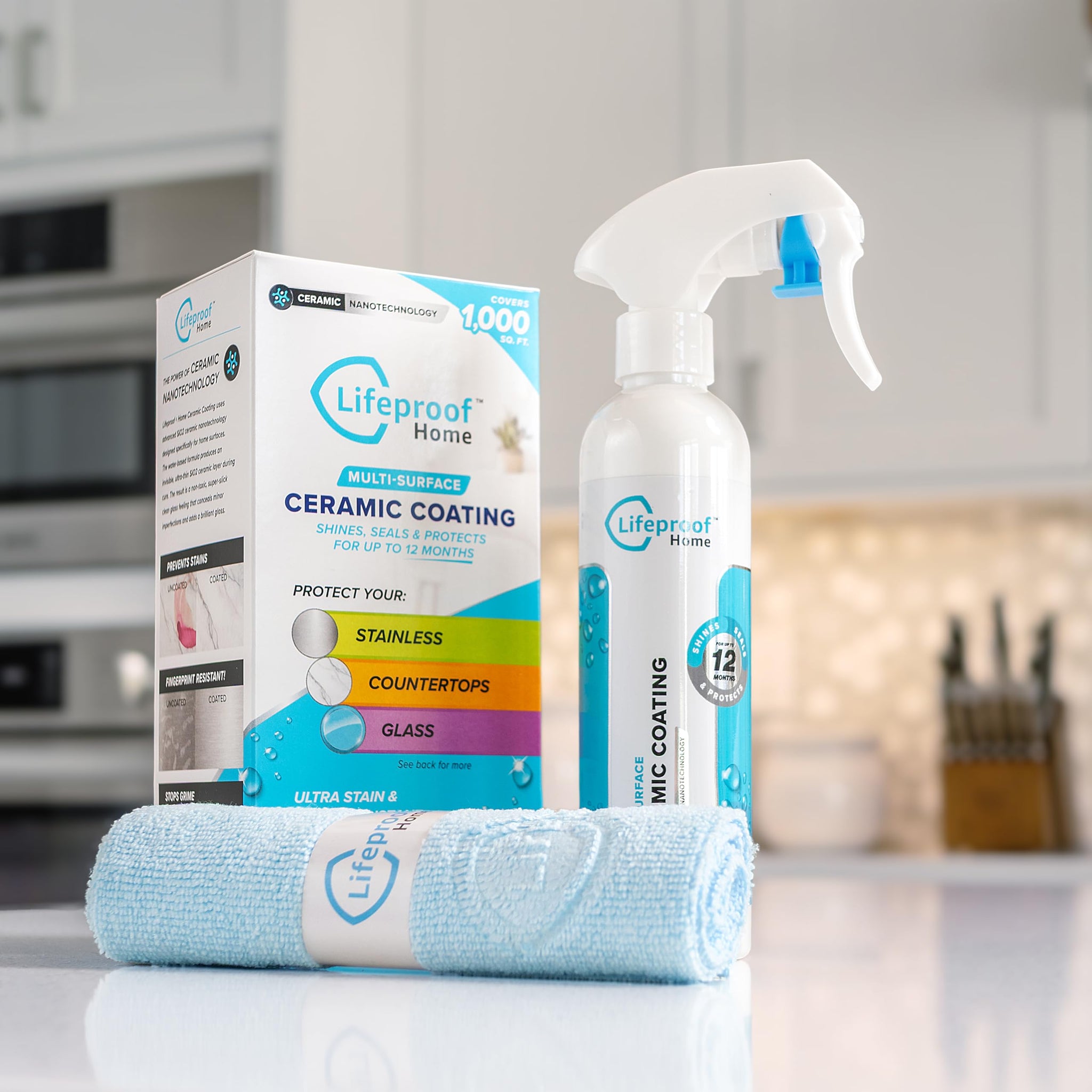 Lifeproof 2-Pack Ceramic Coating Spray Kit - Shine, Seal & Protect Kitchen & Bath Surfaces, Repels Stains & Grime