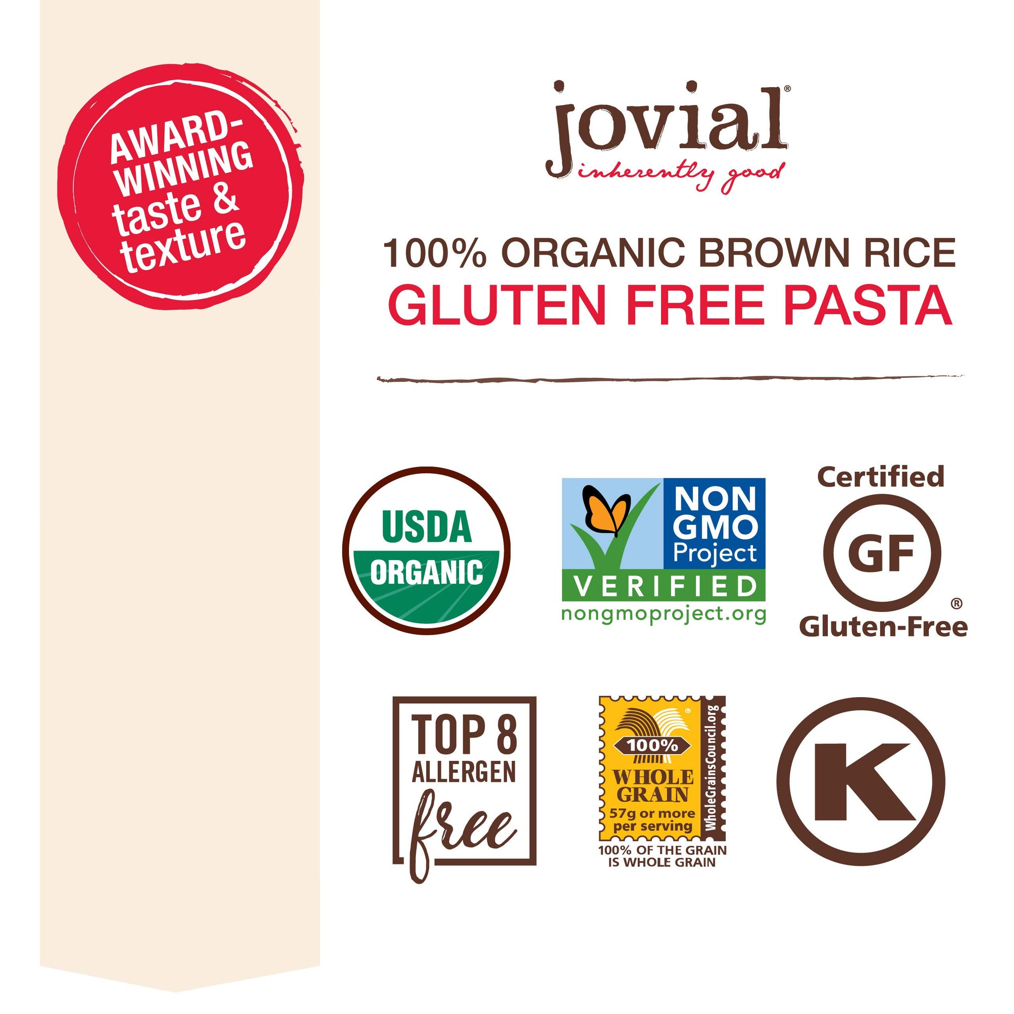 100% Organic Brown Rice Pasta; Fusilli